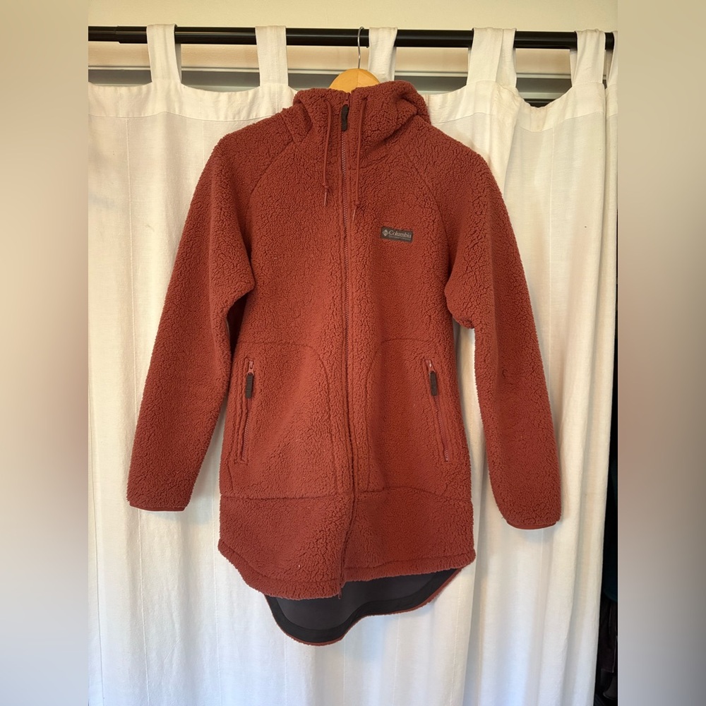 Columbia Longline Sherpa Full Zip Hooded Fleece Jacket Size L